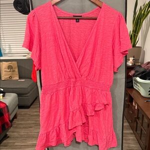 Torrid Hot Pink Wrap Blouse